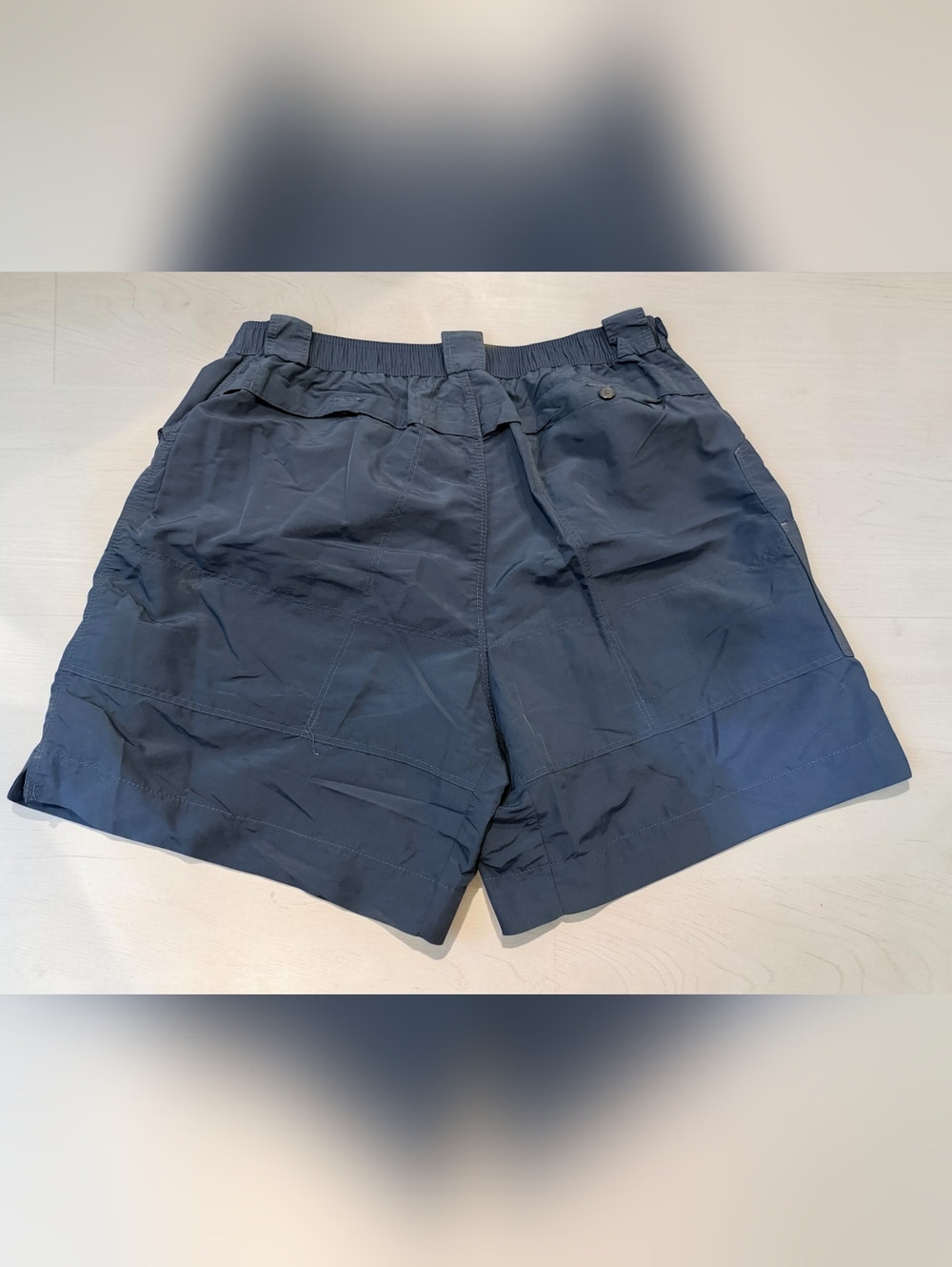 AFTCO Fishing Shorts Mens Size 42 Blue Nylon Elastic Waist Cargo Performance - Picture 2 of 4